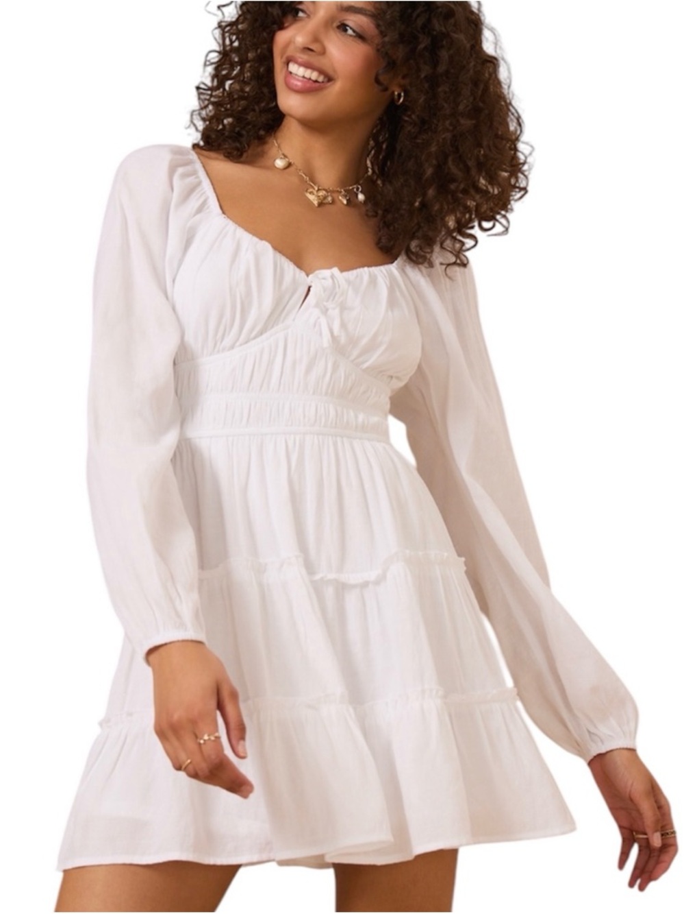 NEW Altar’d State Aurora white long sleeve dress - large